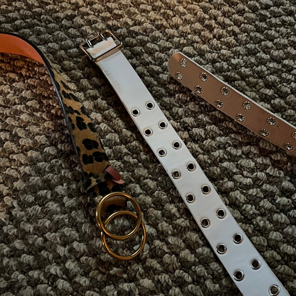 Bundle of 2 Belts, white and leopard